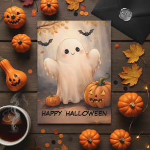 Invitación ¡Feliz Halloween! Fantasma Amigable y adorable Cal