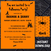 Feliz Halloween Fiesta de Halloween Negra y Naranj
