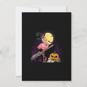 Invitación Feliz Halloween Flamingo Pumpkin Witch Nightmare