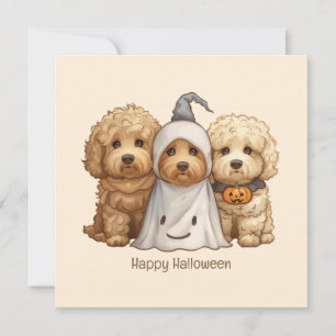 Invitación Feliz Halloween Goldendoodle Dogs