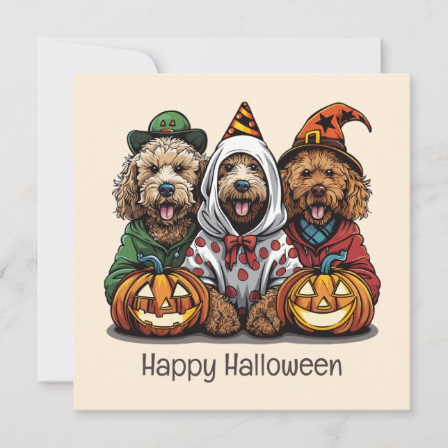 Invitación Feliz Halloween Goldendoodle Dogs (Anverso)
