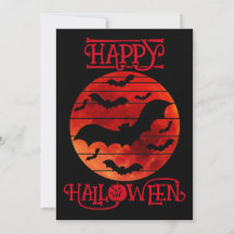 Feliz Halloween Murciélagos Negros Lunas Naranjas