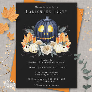 Invitación Feliz Halloween Spooky Samhain Pumpkins Crystals