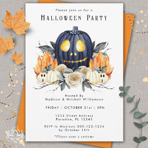 Invitación Feliz Halloween Spooky Samhain Pumpkins Crystals