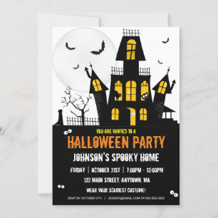 Invitación Feliz Halloween Truco o Trato Casa Embrujada