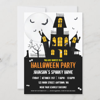 Invitación Feliz Halloween Truco o Trato Casa Embrujada