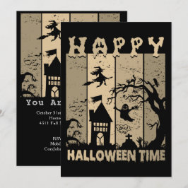 Invitación Feliz Halloween Witch House Cementerio fantasma Se