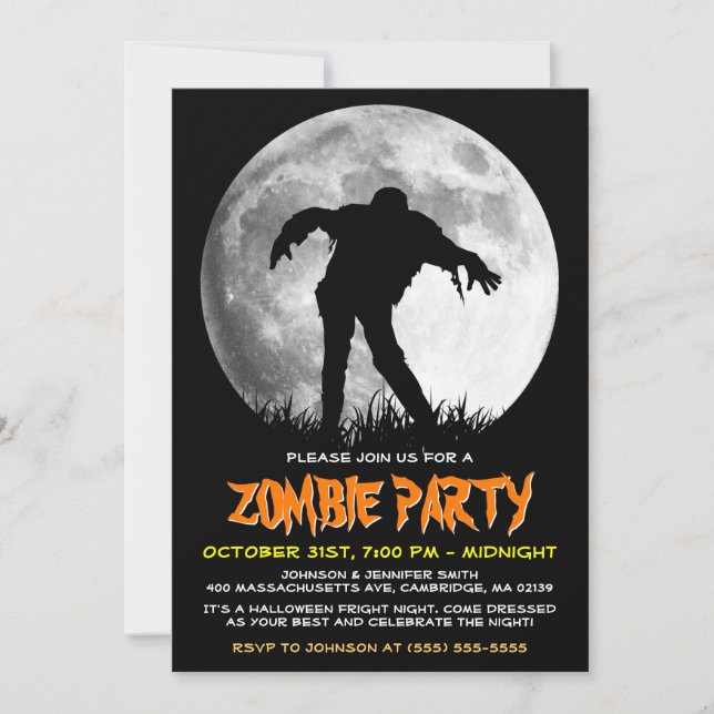 Invitación Feliz Halloween Zombie se levanta Fiesta apocalípt (Anverso)
