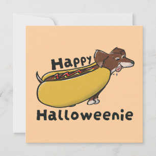 Invitación Feliz Halloweenie Hotdog Dachshund