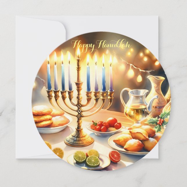 Invitación Feliz Hanukkah (Anverso)