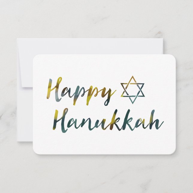 Invitación feliz hanukkah bokeh (Anverso)