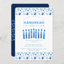 Invitación Feliz Hanukkah Hermosa festividad Judía