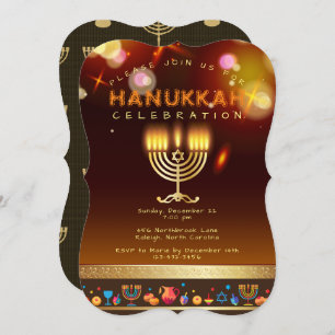 Invitación Feliz Hanukkah Hermosa festividad Judía