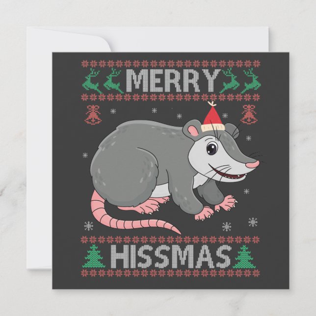 Invitación Feliz Hissmas Camiseta Fea de Navidad Funny Opossu (Anverso)