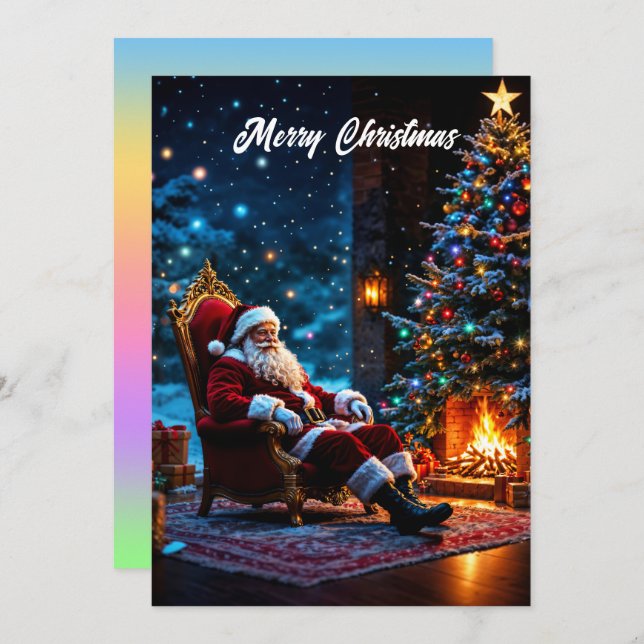 Invitación Feliz invierno navideño Santa Magia (Anverso / Reverso)