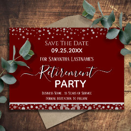 Invitación Feliz Jubilación Silver Confetti Guardar la fecha