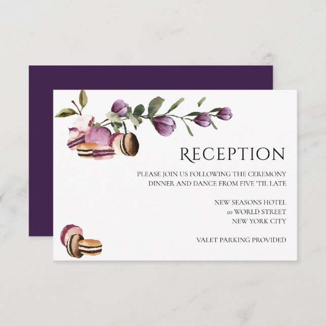 Invitación Feliz Macaron | Elegante Violeta Floral Moderna (Anverso / Reverso)