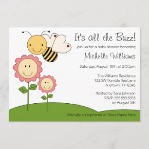 Invitación Feliz manosee la margarita rosada Baby Shower de