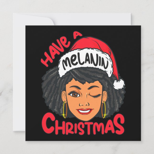 Invitación Feliz Melanin Navidades Feliz Navidad Sista Negra (Anverso)