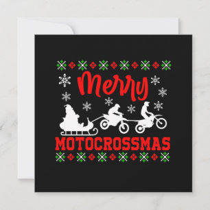 Invitación Feliz Motocrossmas Motocicleta Santa Claus Feo Xma
