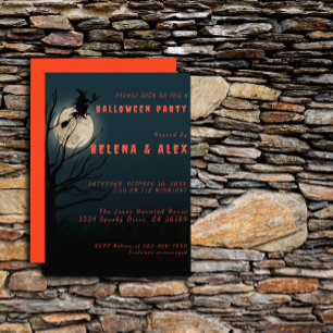 Invitación Feliz naranja negro de Halloween