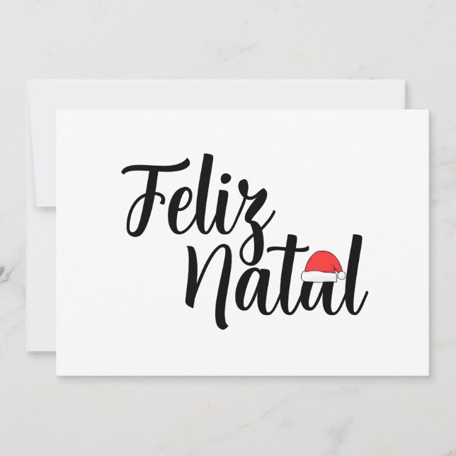 Invitación Feliz Natal com a touca do Papai Noel (Anverso)