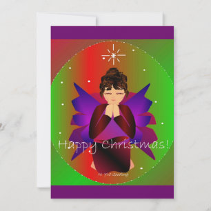 Invitación Feliz Navidad Angel Baby Girl Rezando