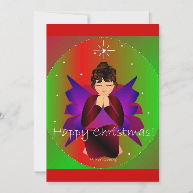 Invitación Feliz Navidad Angel Baby Girl Rezando (Anverso)