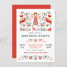 Invitación Feliz Navidad Angel, Fiesta de Navidades de México