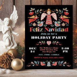 Invitación Feliz Navidad Angel, Fiesta de Navidades de México