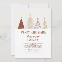 Invitación Feliz Navidad Árboles de nieve Fiesta elegante