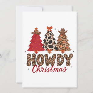 Invitación Feliz Navidad Árboles Peludos Sombreros de Vaquero