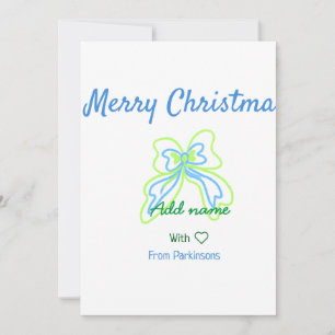 Invitación Feliz navidad arco azul verde agregar nombre de fa