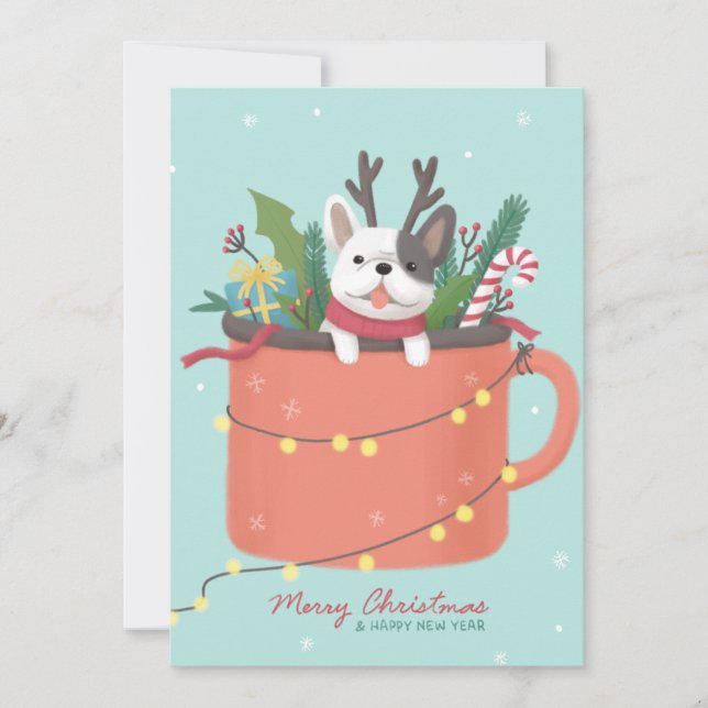 Invitación Feliz Navidad: Arte de Ilustracion de perro (Anverso)