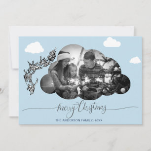 Invitación Feliz Navidad Azul Moderno, Cloud Photo Holliday