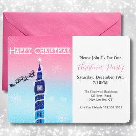 Invitación Feliz Navidad Big Ben con Santa