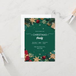 Invitación Feliz Navidad Blanca y Verde Moderno