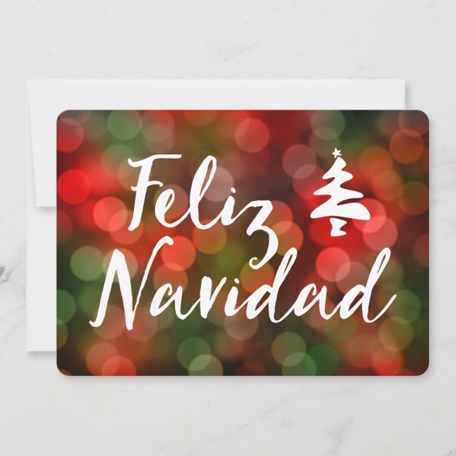Invitación Feliz Navidad (bokeh lights) (Anverso)