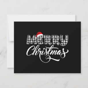 Invitación Feliz Navidad Búfalo Cuadros Negros y Blancos para
