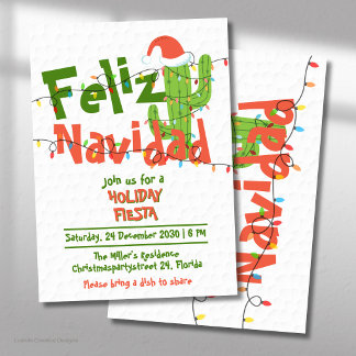 Invitación Feliz Navidad Cactus Divertido Navidad Fiesta