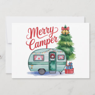 Invitación Feliz Navidad Campista Remolque Árbol Camping Navi