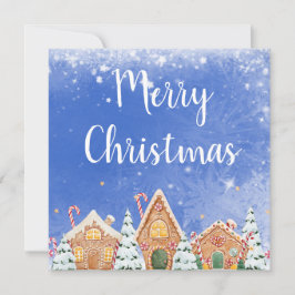 Invitación Feliz Navidad Casa de Gingerbread con Candy Canes