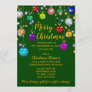 Invitación Feliz Navidad, cena de Navidades