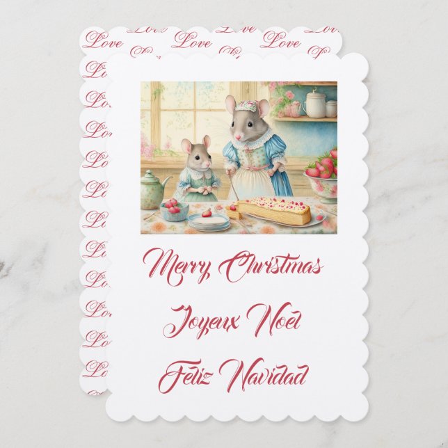 Invitación Feliz Navidad cocinando con mamá (Anverso / Reverso)