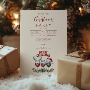 Invitación Feliz Navidad con Vino