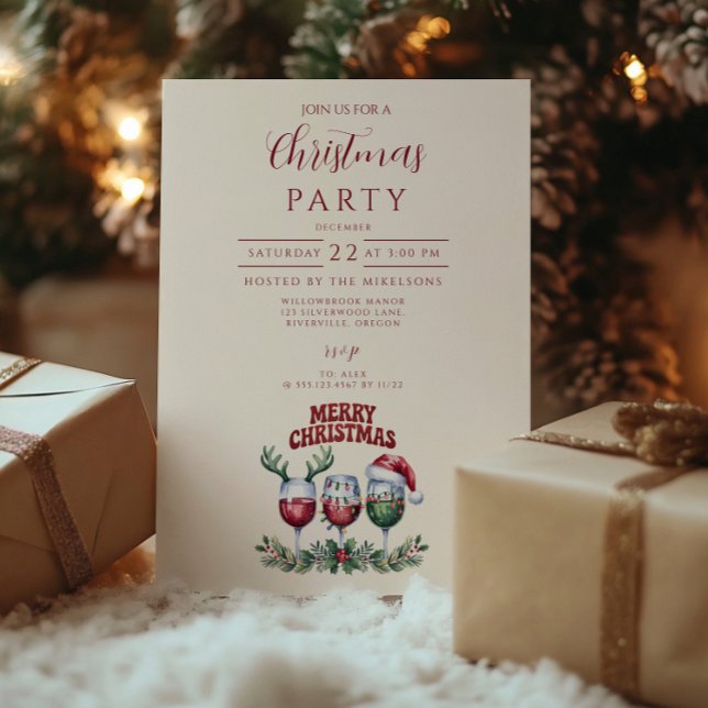 Invitación Feliz Navidad con Vino (Subido por el creador)