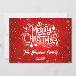 Invitación Feliz Navidad Copos de Nieve de Invierno Rojo