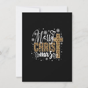 Invitación Feliz Navidad Cristo Cross Leopard Xmas Gracioso H