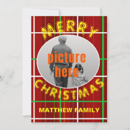 Invitación Feliz Navidad Cuadro de Plaid Fiesta Familiar de N
