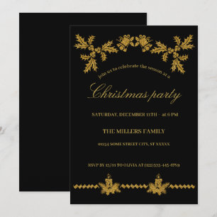 Invitación Feliz Navidad de purpurina dorada, Papá Noel